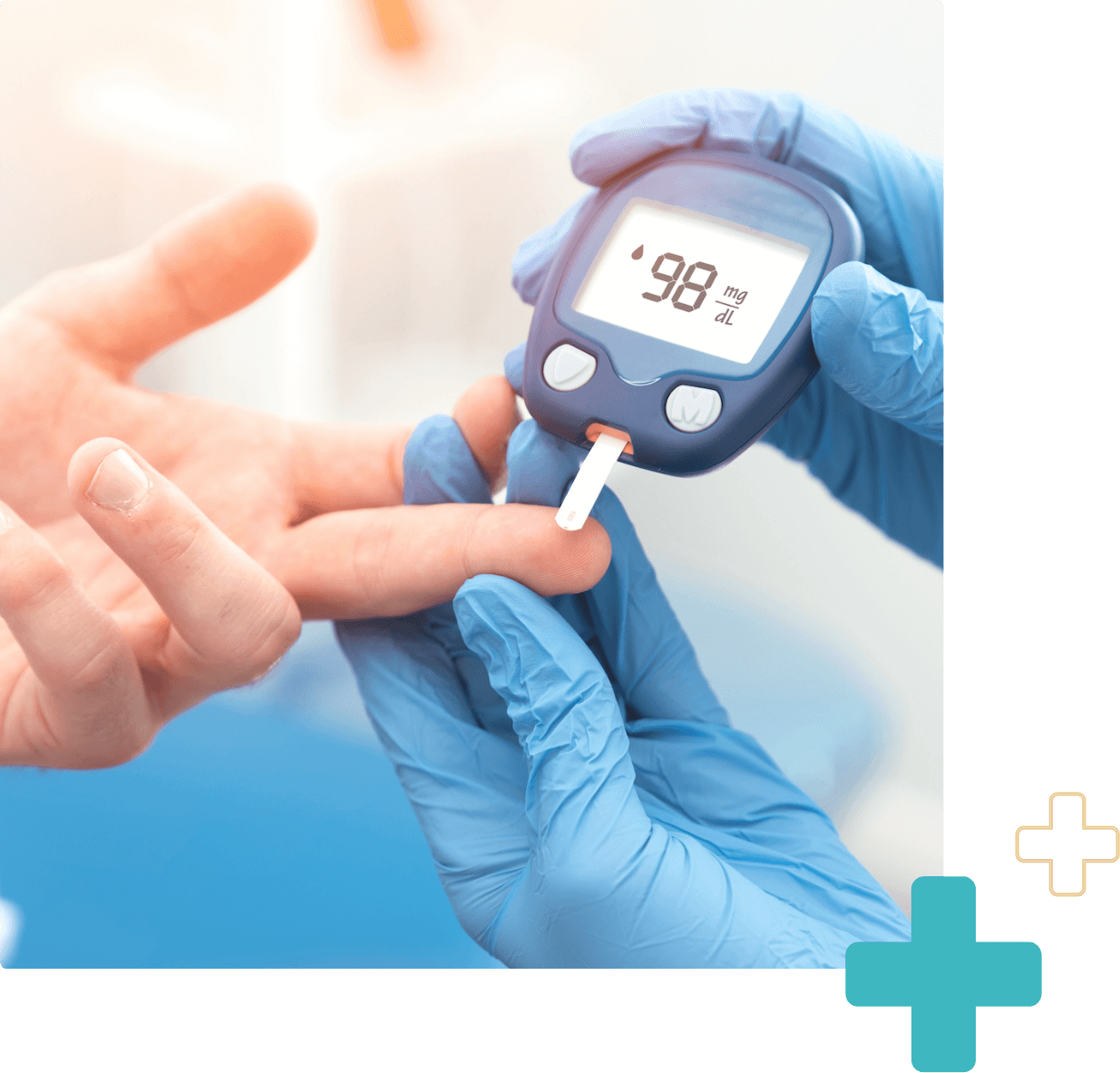 Healthcare provider measuring a patient's blood sugar