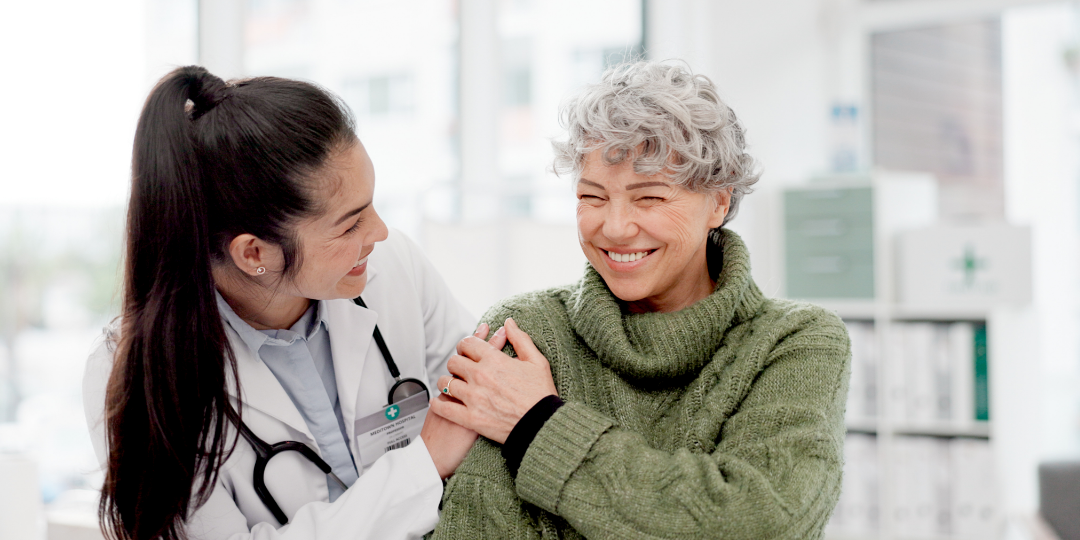 senior woman getting her annual flu shot 