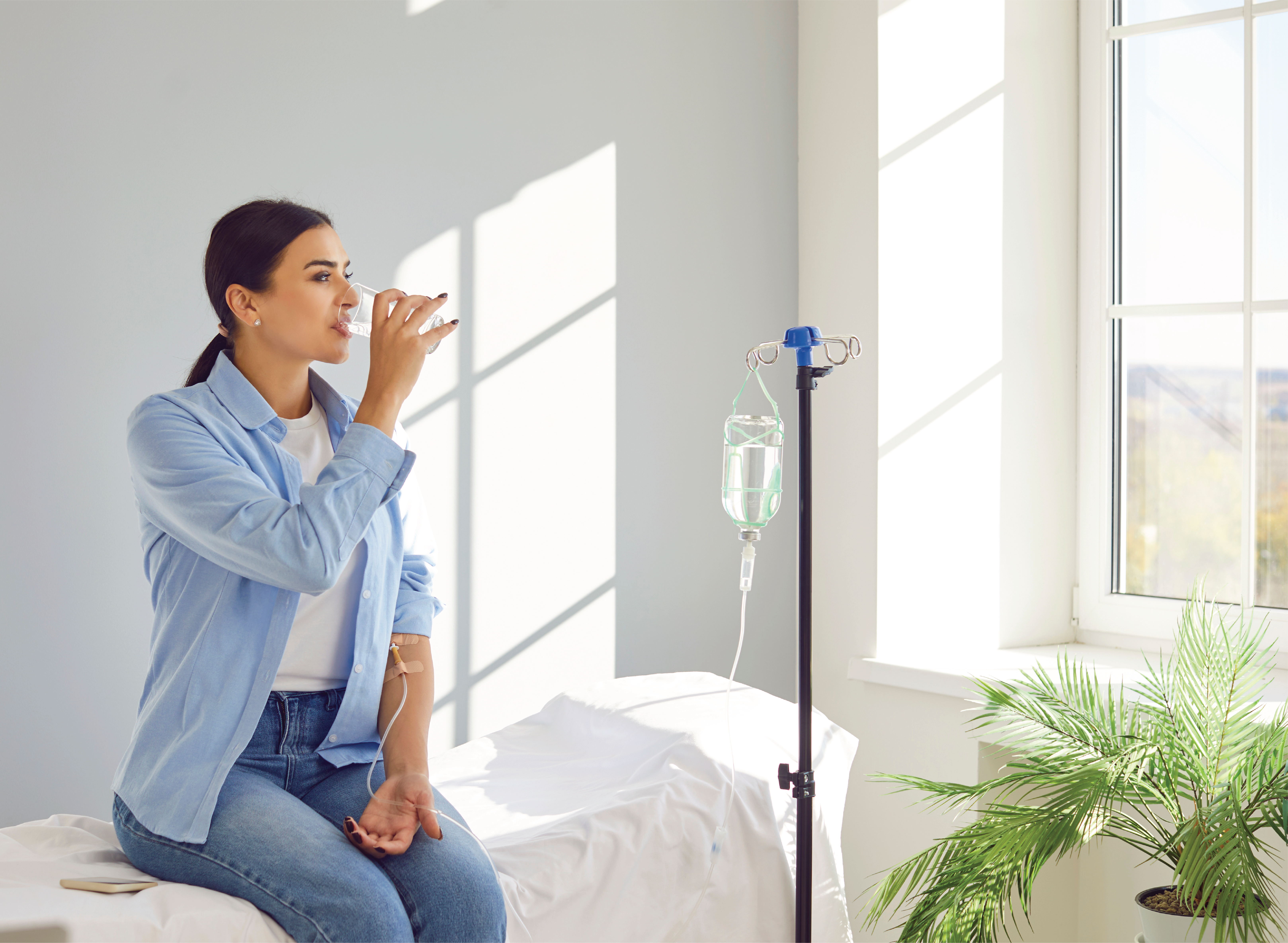 woman receiving hydration iv therapy 