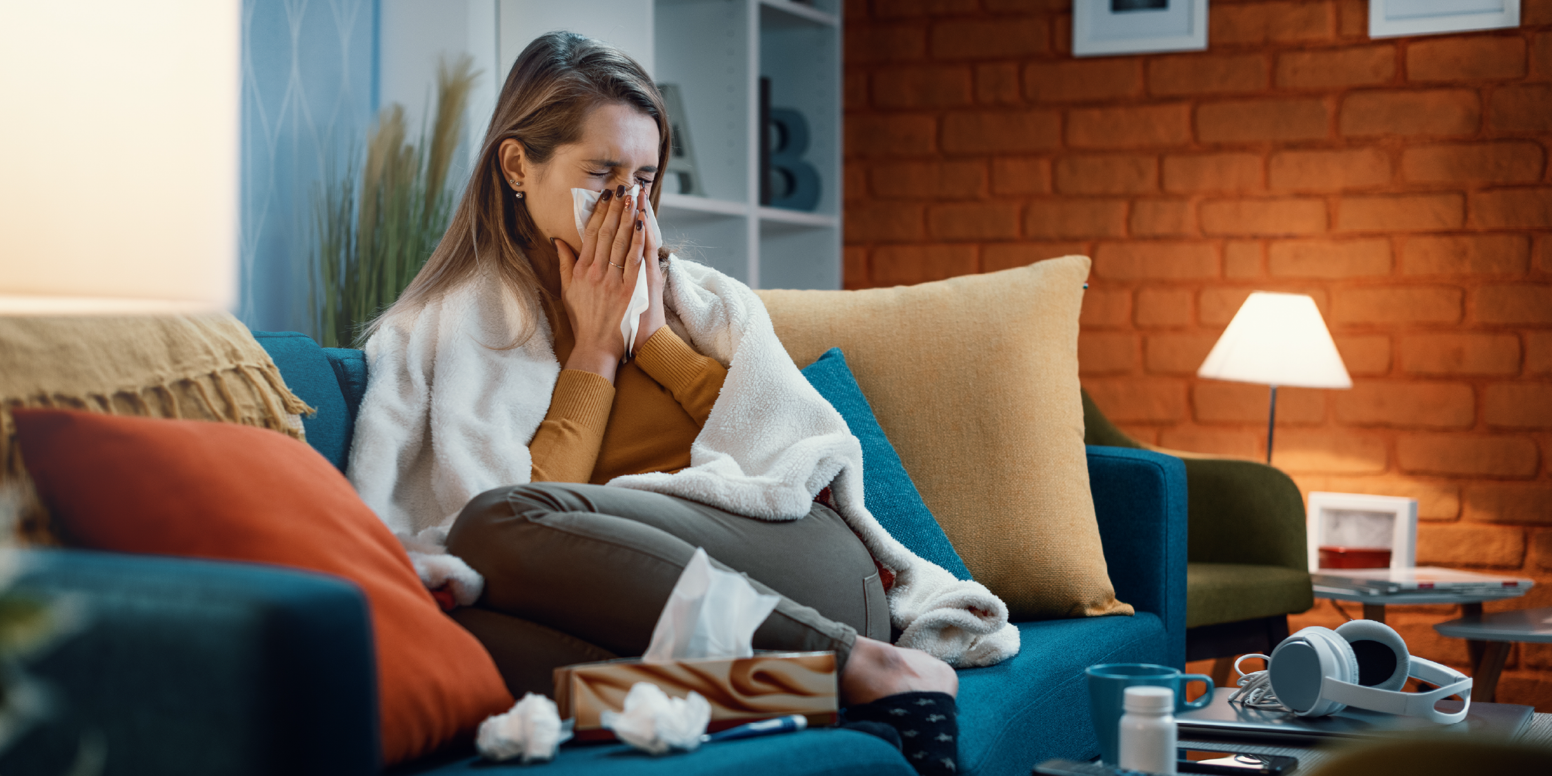 woman with flu symptoms